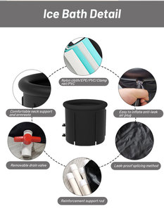 Baignoire à glace portable avec double robinet, piscine pliable pour bain froid, pour la récupération des athlètes, grande cuve à glace pour la cryothérapie en extérieur - Product Image 4