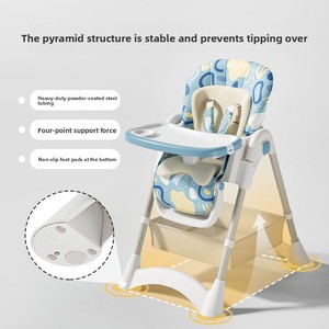 Chaise haute pliable pour bébé, réglable en hauteur, avec siège inclinable, portable pour la maison, chaise de repas sécurisée pour bébés et enfants - Product Image 4