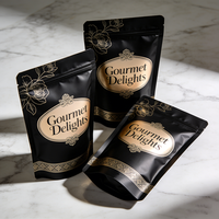 Sachet refermable mat personnalisé avec impression dorée, qualité alimentaire, pour café, thé, snacks, noix, aliments pour animaux de compagnie