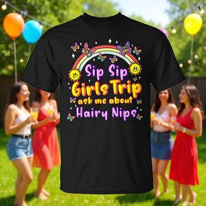 Camiseta Sip Sip Girls Trip para adultos, unisex, cuello redondo, manga corta, impresión digital, camiseta promocional - Product Image 3