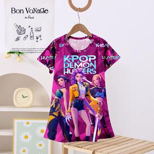 Camiseta de Personaje de Anime K-POP Kpop Demon Hunters, Vestido para Dormir, Pijama Cómodo con Estampado de Dibujos Animados, Bata para Mujeres y Niñas - Product Image 2