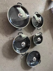 Voorraad <span class=keywords><strong>Dessini</strong></span> 10 Stuks Gegoten Aluminium Keramische Marmeren Kookgerei <span class=keywords><strong>Set</strong></span> Met Spriale Bodem - Product Image 3