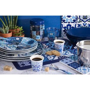 Set di 6 tovagliette Excelsa in plastica blu maiolica 43x29 cm, rettangolari, geometriche, stile mediterraneo, riutilizzabili - Product Image 5