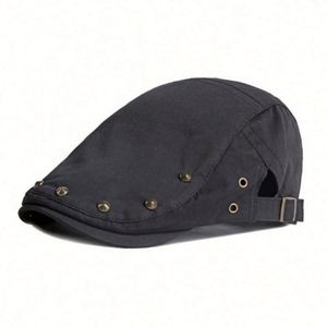 Wholesale Stylish Premium Solid Color <b>Flat</b> Top Ivy Hat <b>Caps</b> <b>Men</b> Ivy Gatsby Hat <b>Cap</b> Custom Autumn Winter <b>Men</b> Studs Newsboy <b>Cap</b> - Product Image 1