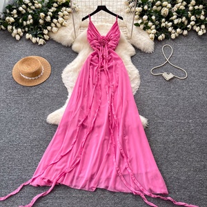 Vestido Midi Casual de Verano 2026 con Cuello en V para Mujer, Vestido sin Espalda Estilo Imperio - Product Image 1