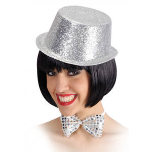 Cilindro con glitter argentati in plastica, altezza 10 cm - Product Image 1