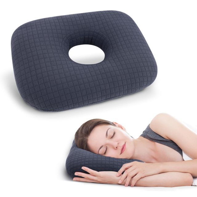 Ear Hole Memory Foam U-Shape Anti-static Pillow for Side Sleep Ear Protection Hollow Beauty Design