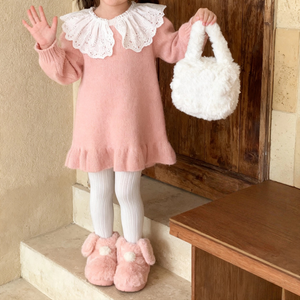 Bottes en peluche à oreilles de lapin XIXITIAO pour filles, bottes d'hiver chaudes antidérapantes, bottes de neige mignonnes en fourrure pour tout-petits, bottes de cheville pour l'extérieur - Product Image 1