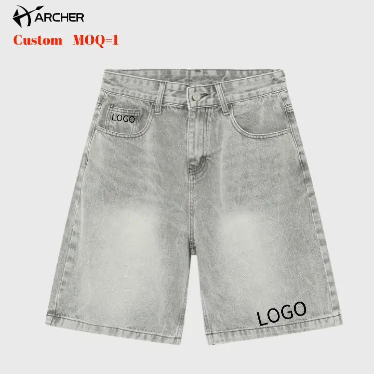 Heißer Sommer hochwertige Baggi Jeans Jorts Herren Passform Baggy Jeans kurz dunkel Denim Shorts Jorts mit Tasche für Männer