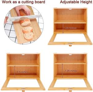 Panera de Bambú Purbambo para Encimera de Cocina, Contenedor de Almacenamiento de Pan de <span class=keywords><strong>2</strong></span> Niveles con Ventana Transparente y Estante Extraíble - Product Image 5