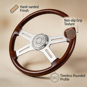 Original 18 Inch Spoke Solid Mahogany Wooden Racing Steering Wheel for Kenworth Peterbilt <b>Trucks</b> Free Shipping - Product Image 4
