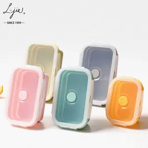 2023 Lunch box silicone Kids Collapsible Food Meal Prep Foldable Bento Microwavable Food Storage Lunch boxes sets in bulk