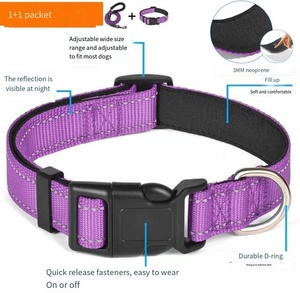 13 warna Solid luar ruangan dapat disesuaikan nilon reflektif kerah anjing bernapas empuk lembut pita Aloi Neoprene untuk berjalan hewan peliharaan - Product Image 2