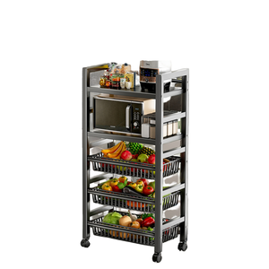 ชั้นวางของโลหะทรงสี่เหลี่ยมแบบหลายชั้น 5 ชั้น เป็นมิตรกับสิ่งแวดล้อม ใช้ได้หลากหลาย ใช้เป็นชั้นวางไมโครเวฟ ตะกร้าผัก สำหรับห้องครัว - Product Image 5