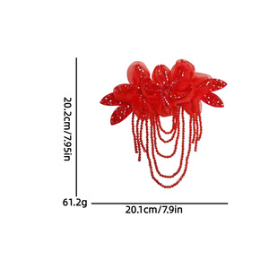 Quasten-Kristall-<span class=keywords><strong>Chiffon</strong></span>-Applikation mit Blumenstickerei für Korsagen, Taschen, Bekleidungszubehör, Hochzeitskleider, DIY-Bühnendekoration - Product Image 5