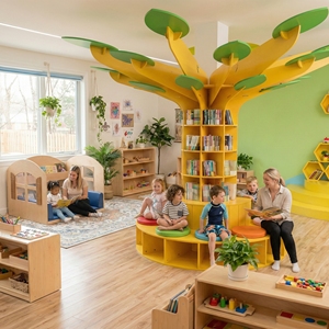 Étagère bibliothèque Montessori en forme d'arbre pour maternelle, mobilier de garderie avec armoire, ensembles de meubles pour crèches et écoles maternelles - Product Image 2