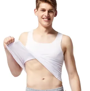 Großhandel Sommer nahtlose weiß schwarz gerippt Modal Tank Top für Männer