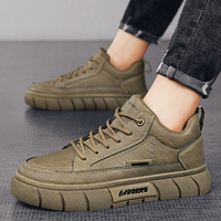 Chaussures en cuir imperméables pour hommes, style tendance, chaussures de marche décontractées avec antidérapant, polyvalentes et à la mode
