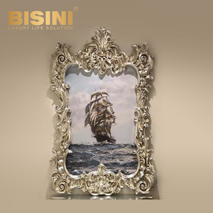 <span class=keywords><strong>Espejo</strong></span> de Resina de Diseño Herencia, Marco de PU <span class=keywords><strong>Barroco</strong></span> Ornamentado, Detalles Dorados Hechos a Mano para Dormitorio de Lujo, Suite de Hotel, Pared Decorativa para Bodas - Product Image 6