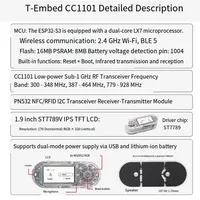 Module basse consommation LILYGO T-Embed CC1101 PLUS ESP32-S3 1,9 pouce, émetteur-récepteur RF sub-1 GHz, carte de développement PN532 NFC RFID B