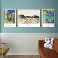 Peinture célèbre de Van Gogh, art mural moderne minimaliste, triptyque, cadre en porcelaine cristalline, écologique, résistant à l'eau, salon