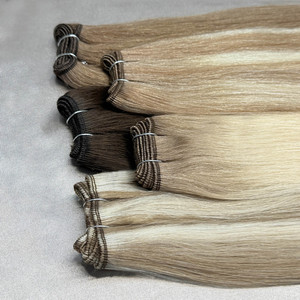 Extensiones de Cabello Natural Europeo Virgen Remy de Primera Calidad, 100 Gramos, Liso Sedoso, Doble Trama a Máquina, Adhesivas, 12-30 Pulgadas, Teñidas - Product Image 1