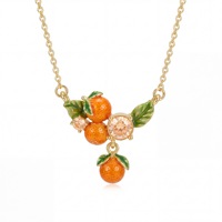 Collar de Cadena de Bambú con Baño de Oro, Serie Frutas, Elegante y Moderno, Regalo Ideal para Mujer, para Uso Diario, Fiestas y Banquetes