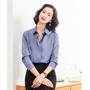 Blusa de Gasa de Alta Gama con Cuello Alto, Estilo Básico, Sólida, Combinable con Todo, para Mujer, Trajes de Negocios, Blusa Formal de Oficina - Product Image 1