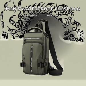 Bolsa de Pecho Resistente para Hombre, con Logotipo Personalizado, Diseño Moderno para Viajes al Aire Libre, Impermeable, de Nailon, con Cierre de Cremallera Anti-Robo y Puerto USB, para Todas las Temporadas - Product Image 2
