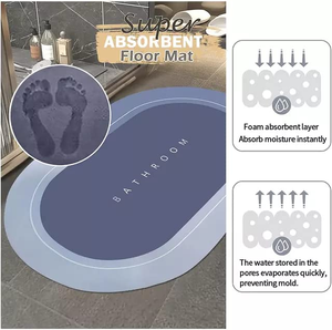 Alfombrillas de Baño y Ducha Modernas, Suaves, Cómodas, Súper Absorbentes, Antideslizantes, Hechas a Máquina con Tierra de Diatomeas/Goma Natural - Product Image 5