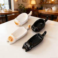 Assiette en céramique jetable en forme de chaton, peinte à la main, couleur personnalisée, pour sauce soja, vinaigre, assaisonnement pour fondue, haute qualité, mignonne