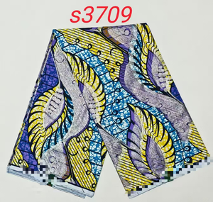 Tissu en organza batik peigné doré WAX de 6 yards pour sacs, robes, literie - Tissu tissé respirant pour filles/femmes - Product Image 4