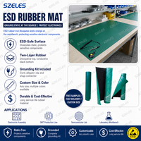 Tapis en caoutchouc antistatique, feuille de caoutchouc ESD, tapis de table de travail, protection antistatique pour salle blanche électronique et station d'assemblage