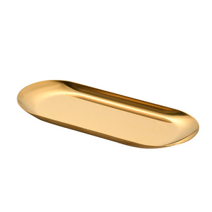 Stainless Steel Oval Tray Gold Finish Serving Platter For Hotel Coffee Tea Light Luxury Style - Product Image 5