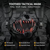 Masque facial Cyberpunk Skull Fang pour moto - Protection en maille en plastique ABS respirant avec sangles réglables pour les motards de rue