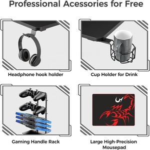 2023 nero Led Rgb Pc Computer Racing Table Home Office Computer Desk Pc mobili moderni computer a forma di X scrivania da gioco nera - Product Image 4