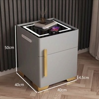 Table de Chevet Moderne Intelligente Écologique Durable Sûre Multifonctionnelle avec Verrouillage par Mot de Passe Solide et Panneau Invisible pour Chambre à Coucher Pré-assemblé