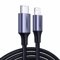 Câble de charge UGREEN Type-C vers Lightning avec certification MFi, charge rapide PD30/20W, matériau en nylon, modèle US304 pour iPhone 14/13