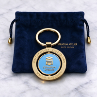 Porte-clés rotatif en alliage de zinc avec logo personnalisé, plaqué or, vente en gros, Llaveros Personalizados avec emballage