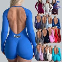 FH NUEVO Mono Deportivo de Gimnasio con Cintura en V y Espalda Descubierta para Mujer, Shorts Push-Up, Mono de Yoga, Ropa de Entrenamiento, Ropa Deportiva Sin Costuras