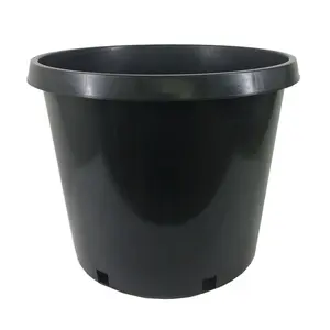 Vaso de plástico duro durável de 20 galões para plantas, vasos de flores pretas, vasos grandes para berçário