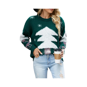 <span class=keywords><strong>Pull</strong></span> <span class=keywords><strong>de</strong></span> Noël moche tricoté 100% coton pour femmes mignon drôle collant pour les fêtes <span class=keywords><strong>de</strong></span> vacances d'hiver avec logo avant - Product Image 1
