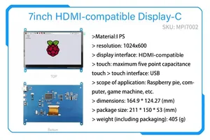 Raspberry pi touchscreen capacitivo, 3.5 polegadas 4 polegadas 5 polegadas, display 7 polegadas raspberry pi lcd resistente para raspberry pi 3 4