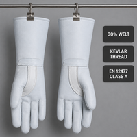 Gants de soudage professionnels en cuir de daim résistant à la chaleur, ignifuges, souples, à long manchon, avec coutures en Kevlar, pour soudage MIG/Stick, 37 cm