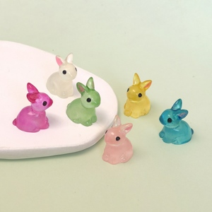 Figurines de <span class=keywords><strong>lapin</strong></span> lumineuses, 100 pièces, mini ornements de pâques, artisanat, cadeau pour bureau, bricolage, paysage, jardin, accessoires de décoration pour la maison - Product Image 2