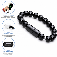 Câble USB Bracelet Portable à Charge Rapide, Cordon de Chargeur USB Type C avec Perles Bouddha
