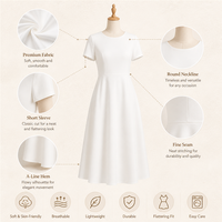 Robe midi en coton 240GSM pour femme, style décontracté minimaliste, col rond uni, douce et confortable, logo personnalisé OEM ODM XS-5XL