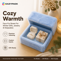 Boîtes cadeaux personnalisées doublées de fourrure, boîtes en carton avec coussin en peluche, boîtes cadeaux rigides en fourrure pour les soins de la peau de luxe