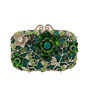Women Chic Enamel Floral Rhinestones Clutch Purse Dazzling Crystal Evening Bag Elegant <b>Handbag</b> <b>for</b> Family Gathering Night Out - Product Image 4