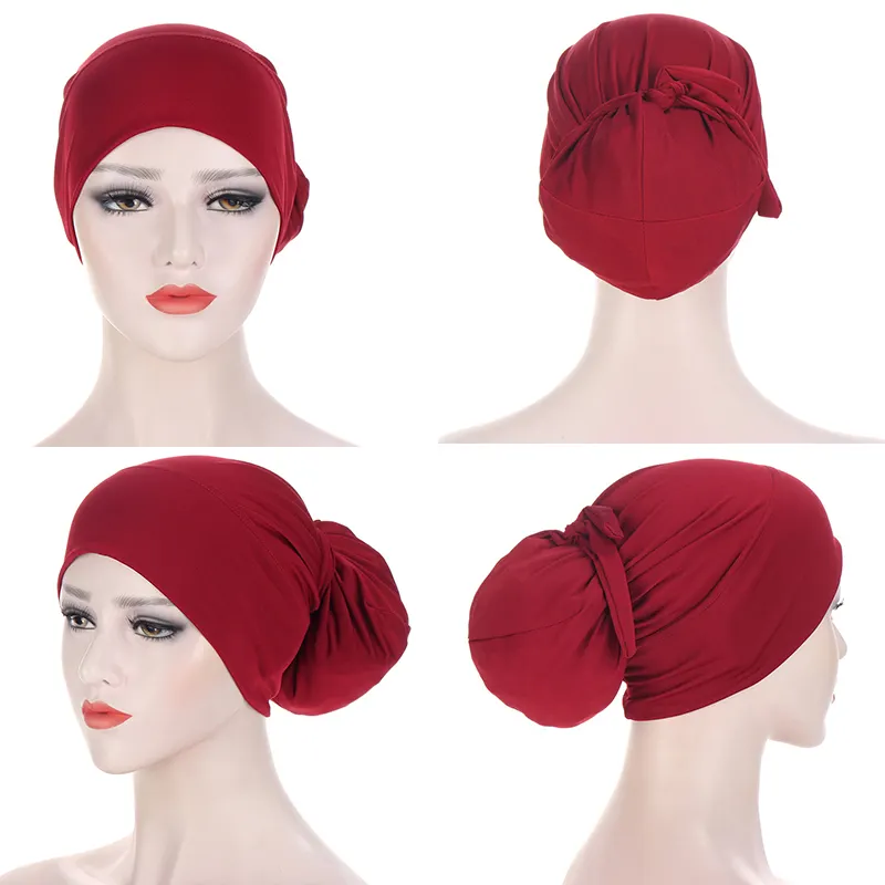 यूरोप और संयुक्त राज्य अमेरिका के लोकप्रिय नई बहुरंगा बंधी टोपी पगड़ी Hijabs 9-रंग कीमोथेरेपी टोपी turbanHijabs